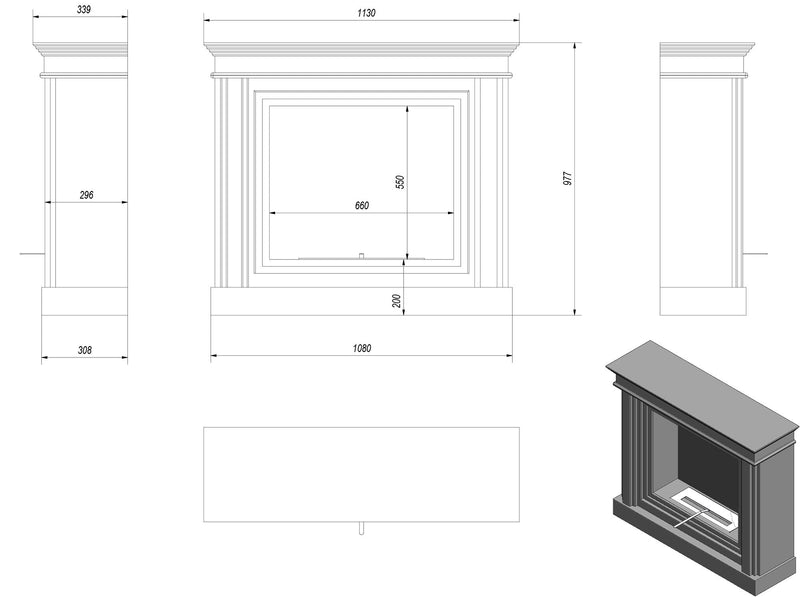 Camino a Bioetanolo da Pavimento 113x33,9 cm Flig Waco Bianco