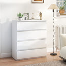 Cassettiera 80x39x95 cm 4 Cassetti Moderna senza Maniglie per Camera e Soggiorno in Legno Ingegnerizzato Bianco      