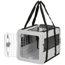 Trasportino Morbido per Cani Mini e Gatti Pieghevole 49,5x34x35,5 cm con Base Rigida e Finestre a Rete in Tessuto 300D e Acciaio Zincato Grigio      