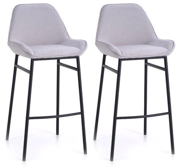online Set mit 2 Hockern 49,5 x 41 x 105 cm aus hellgrauem Kunstleder