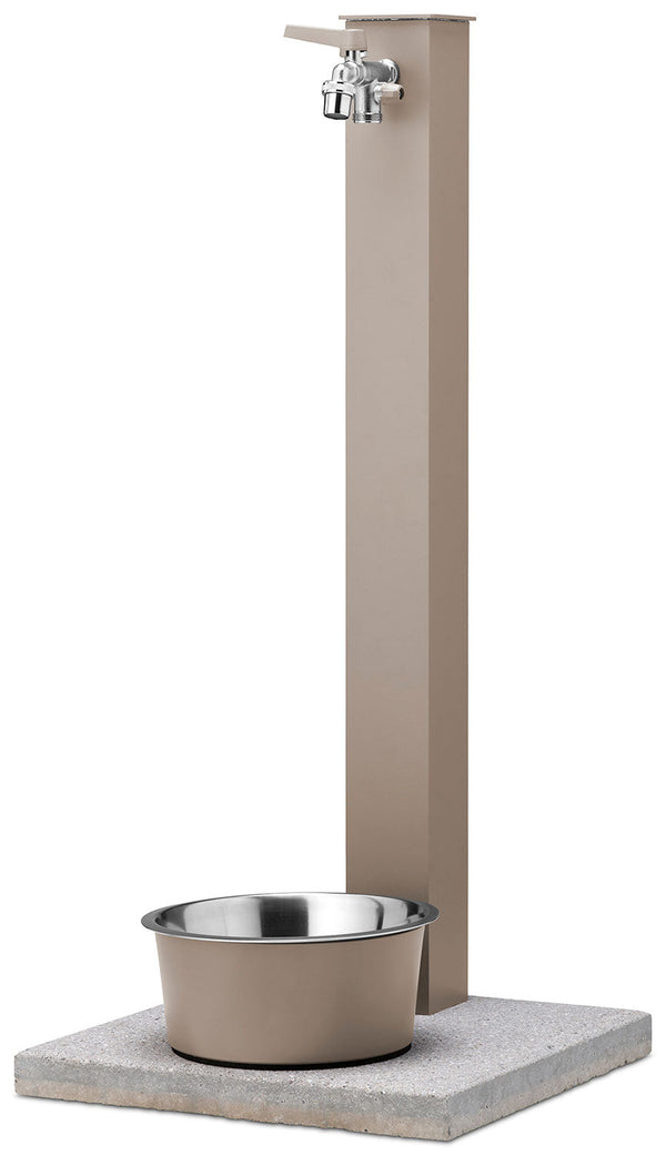 Fontana a Colonna Rubinetto Doppio in Ottone con Base e Vaschetta Abbeveratoio Belfer 42/REX-R Tortora online