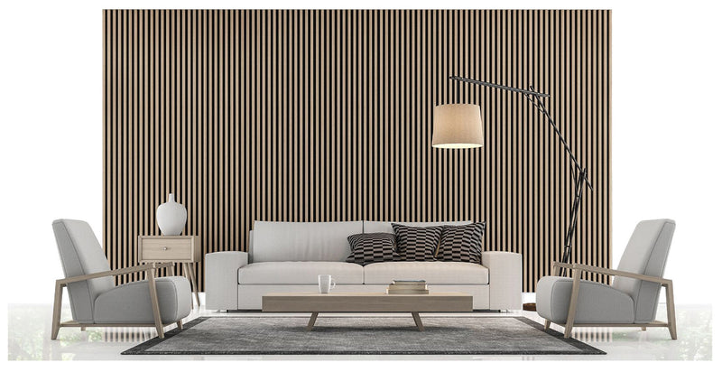 Set 5 Pannelli Fonoassorbenti per Interno da Parete 57,25x1,9x120 cm in MDF e Carta Melaminica Rovere 