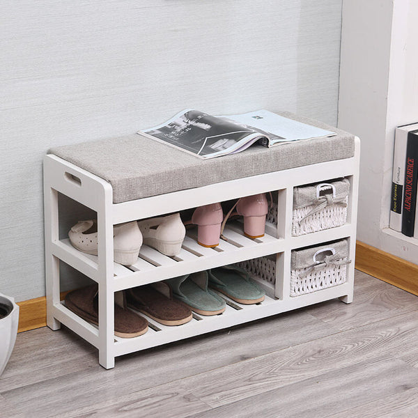 online Eingangsbank Schuhregal 70 x 28 x 43 cm in Fumer Kyoto White Massivholz