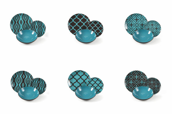 18-teiliges Tafelservice aus Porzellan und Steingut Villa d'Este Home Tivoli Glamour Schwarz und Blau prezzo