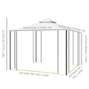 Gazebo da Giardino 3x3m con Zanzariera in Acciaio e Poliestere Bianco