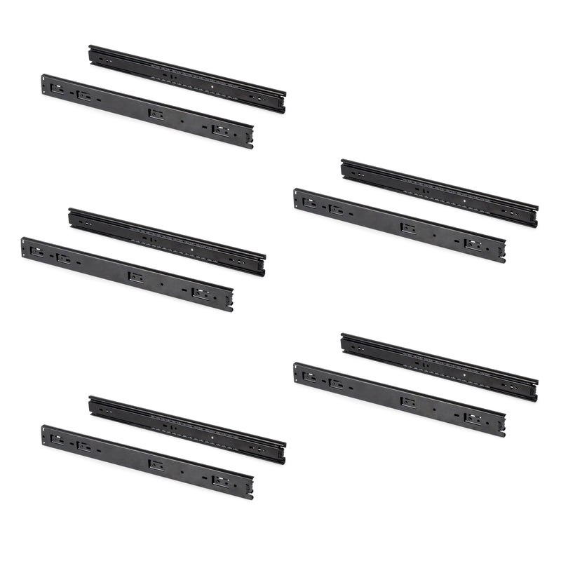 Set 5 Coppie Guide a Sfera per Cassetti 45x250 mm in Acciaio Emuca Nero