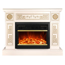 Camino Elettrico da Pavimento 87x110x30 cm Effetto Fiamma 1500W Latifa & Mars Avorio