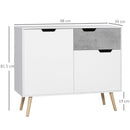 Mobile da Salotto 2 Armadietti 2 Ante e Cassetto 98x39x81,5 cm in Truciolato e Pino Grigio e Bianco