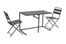 Set Tavolo e 2 Sedie da Balcone Pieghevoli in Ferro Nero