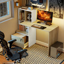 Scrivania con Libreria 126x50x109 cm Cassetto A4 Serratura e 2 Chiavi Bianco e Rovere      