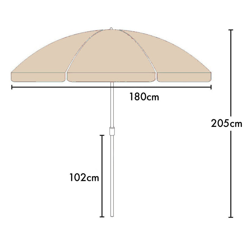 Ombrellone da Giardino Ø180 cm in alluminio telo in poliestere Beige