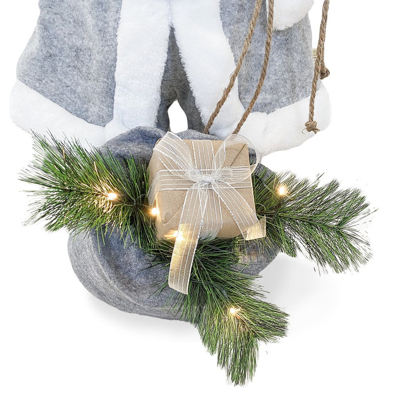 Pupazzo Babbo Natale H80 cm con Luci e Movimento Grigio