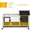 Conigliera da Esterno 108x58x73,5 cm con Tetto Apribile e Ruote in Legno Marrone  