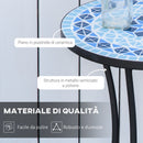 Tavolino da Giardino Ø35,5x53,5 cm in Metallo con Mosaico Blu