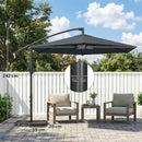 Ombrellone a Sbalzo 302x295x242 cm con Base a Croce in Metallo e Poliestere Grigio Scuro      