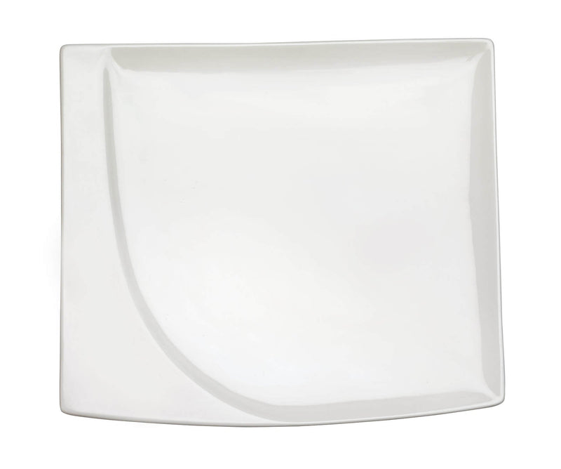 Set 6 Piatti Snack Rettangolari 20,5x18x1,5 cm in Porcellana Allluminica Kaleidos Aluxina Bianchi