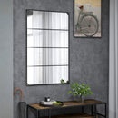 Specchio da Parete in Stile Industriale con 4 Ganci 109x2x69 cm in Vetro Multistrato Metallo e MDF Nero