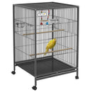 Voliera Gabbia per Uccelli 48x46x74 cm in Acciaio con Ruote Grigio