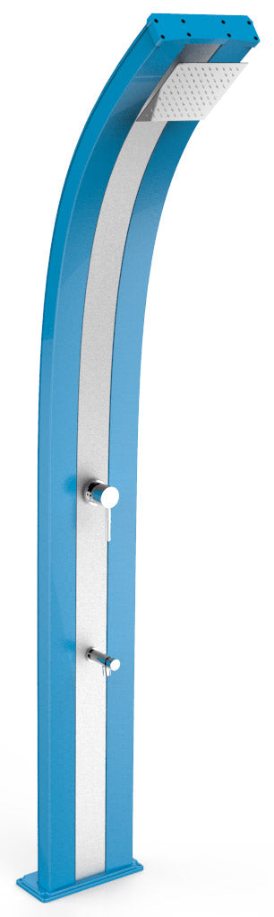 sconto Doccia Solare da Esterno Giardino 40L Miscelatore e Lavapiedi Arkema Dada Fascia Inox Blu