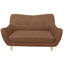 Divano Design Divanetto 2 Posti Tessuto Beige Piedi in Legno per Casa Ufficio