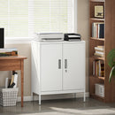 Armadietto da Ufficio 80x40x100 cm a 2 Ripiani Regolabili con Serratura e 2 Chiavi in Acciaio Bianco      