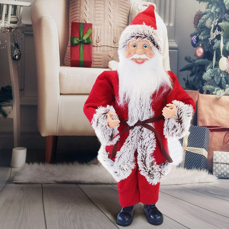 Pupazzo Babbo Natale H50 cm con Minilucciole Rosso e Grigio
