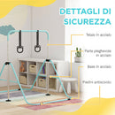 Sbarra Ginnastica Artistica per Bambini 148x105x88-128A cm con 2 Anelli in Acciaio Verde Chiaro      