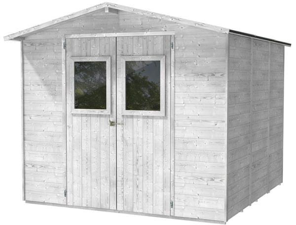 Gartenbox aus Holz für Werkzeuge 238 x 245 x 214 cm mit 2 Türen und Fenstern Ecla Bianca acquista