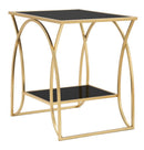 Tavolinetto Sunshine 57x46x60 cm in Ferro e Specchio Oro e Nero