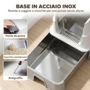 Lettiera per Gatti Chiusa 3 in 1 68 L 60x40x45 cm con Coperchio Vassoio Estraibile e Paletta in Acciaio Inox e ABS Grigio      