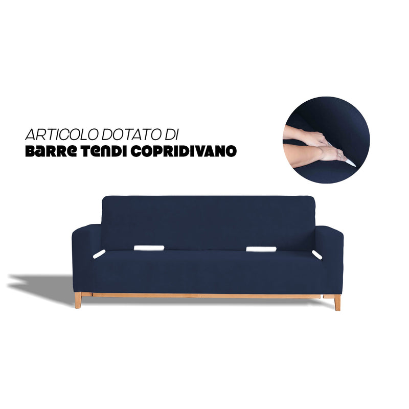 Copridivano Elasticizzato in Poliestere Dahlia Blu Scuro Varie Misure