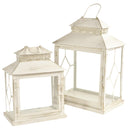 Set 2 Lanterne in Metallo crema rettangolare