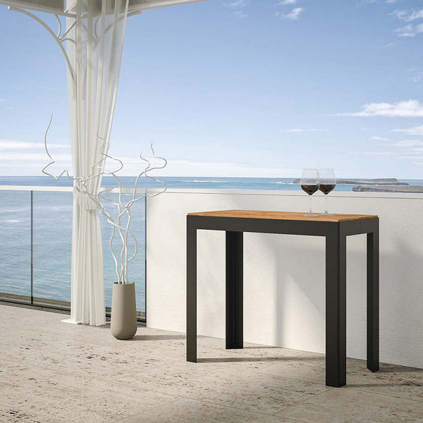 sconto Ausziehbare Außenkonsole aus Holz und Eisen H77x40x90 / 300cm Itamoby Azalea Classical Getönte Tanne