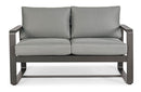 Divano da Giardino 2 Posti 134x78x84h cm in Alluminio e PP Merrigan Antracite 