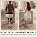 Sgabello da Bar in Pelle PU 38,5x38,5x51-66 cm con Altezza Regolabile e Seduta Girevole a 360° Bianco      