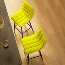 Set 2 Sgabelli da Cucina Stile Nordico 45x47x84 cm in Tessuto Effetto Velluto Giallo  