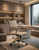 Poltrona da Ufficio Direzionale Dallas con Braccioli 54x62x92-102 cm in Pelle Sintetica Tortora      