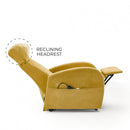 Poltrona Alzapersona Elettrica 2 Motori 74x85x160 cm in Tessuto Giallo