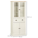 Mobile Dispensa a 5 Livelli con Cassetto Centrale 76x40x182,5 cm  in MDF e Truciolato Bianco Crema