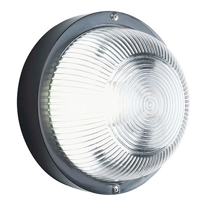 sconto Runde 40-W-Außendeckenleuchte aus schwarzem Sovil-Harz