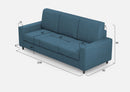 Divano 3 Posti 208x85x85 cm Sakar in Tessuto Avio
