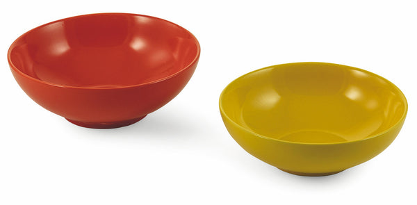 Set 2 Salatschüsseln aus Steingut Villa d'Este Home Tivoli Baita Gelb und Rot glasiert sconto