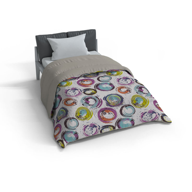 Trapunta Invernale 1 Piazza e Mezzo Stampata in Microfibra 300gr Double Face Cerchi Astratti