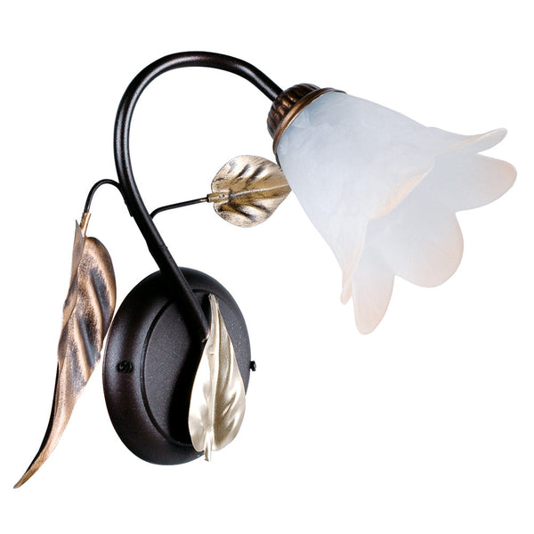 Wandleuchte 1xE14 Kupfer Braun Rahmen Weiß Bernsteinfarbenes Glas E-Energy Giulia acquista