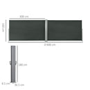 Divisore da Giardino 600x180 cm Regolabile Anti UV con Maniglia in Metallo e Poliestere Grigio      
