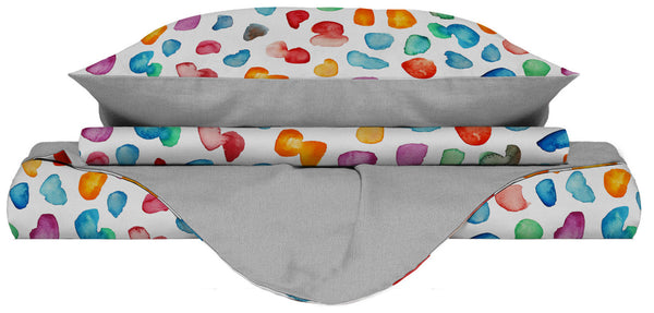 Doppelbettbezug mit Aufdruck auf Tasche und Kissenbezügen prezzo