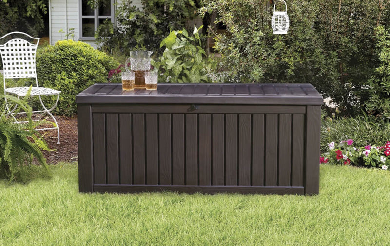 Baule Cassapanca da Esterno 155x64,4x72,4 cm in Resina Keter Rockwood Marrone