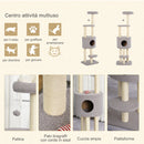 Tiragraffi con Cuccia per Gatti in Legno Sisal 45x40x148 cm  Grigio e Beige