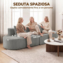 Divano 3 Posti Modulare 245x86x82 cm con Seduta Profonda in Velluto a Coste Grigio Chiaro      