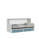 Letto Singolo A Scomparsa Kando Con Divano Bianco Frassino e Azzurro      